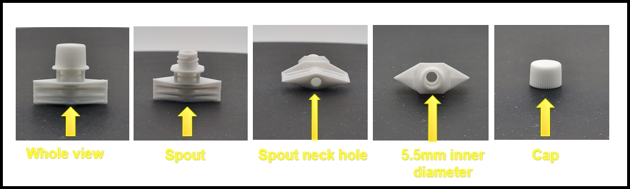 Characteristic of cosmetic pouch caps and spout plastic (HL055D)